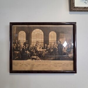 Antique "The Fathers of Confederation" Lithograph – Framed Canadian History Art